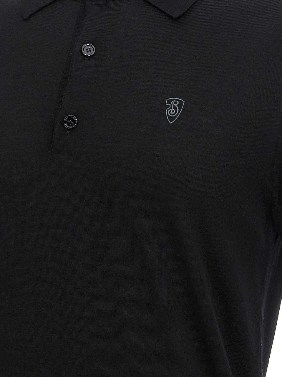 Burberry Black Wool Polo Shirt Zwart