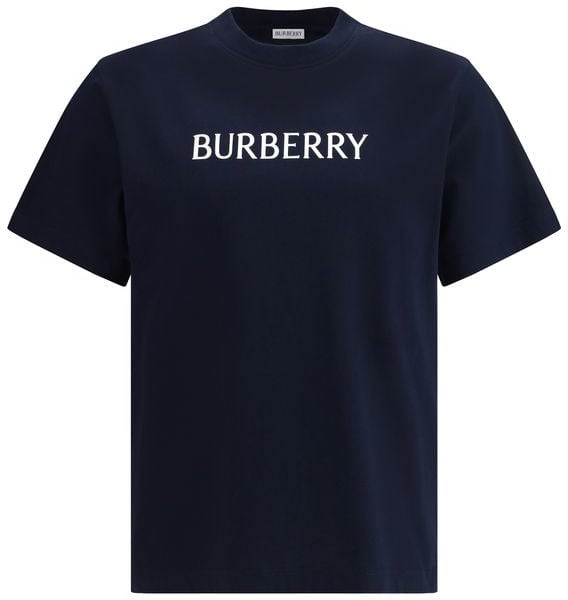 Burberry Blue Cotton T-Shirt Blauw