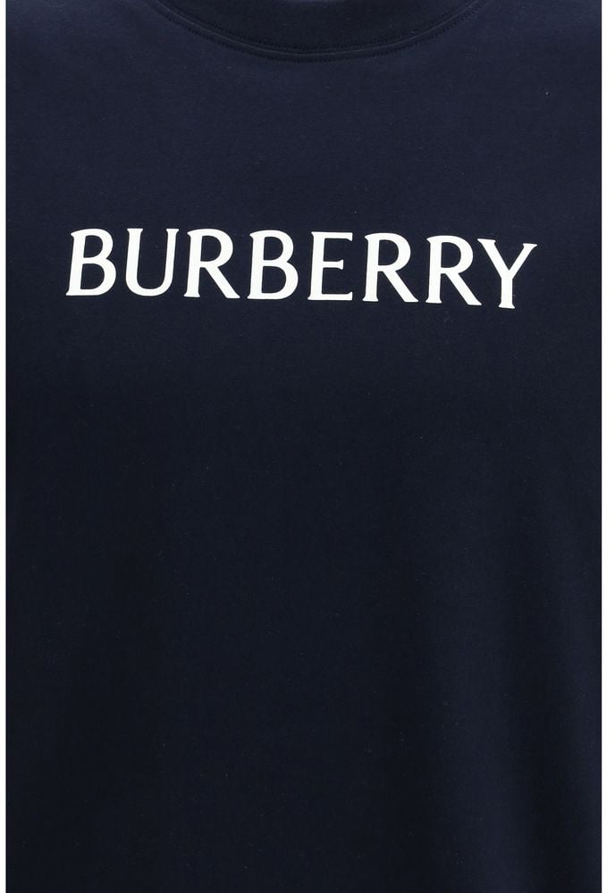 Burberry Blue Cotton T-Shirt Blauw