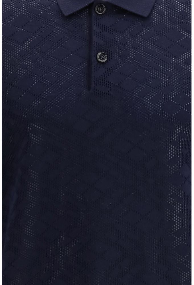 Burberry Blue Wool Polo Shirt Blauw