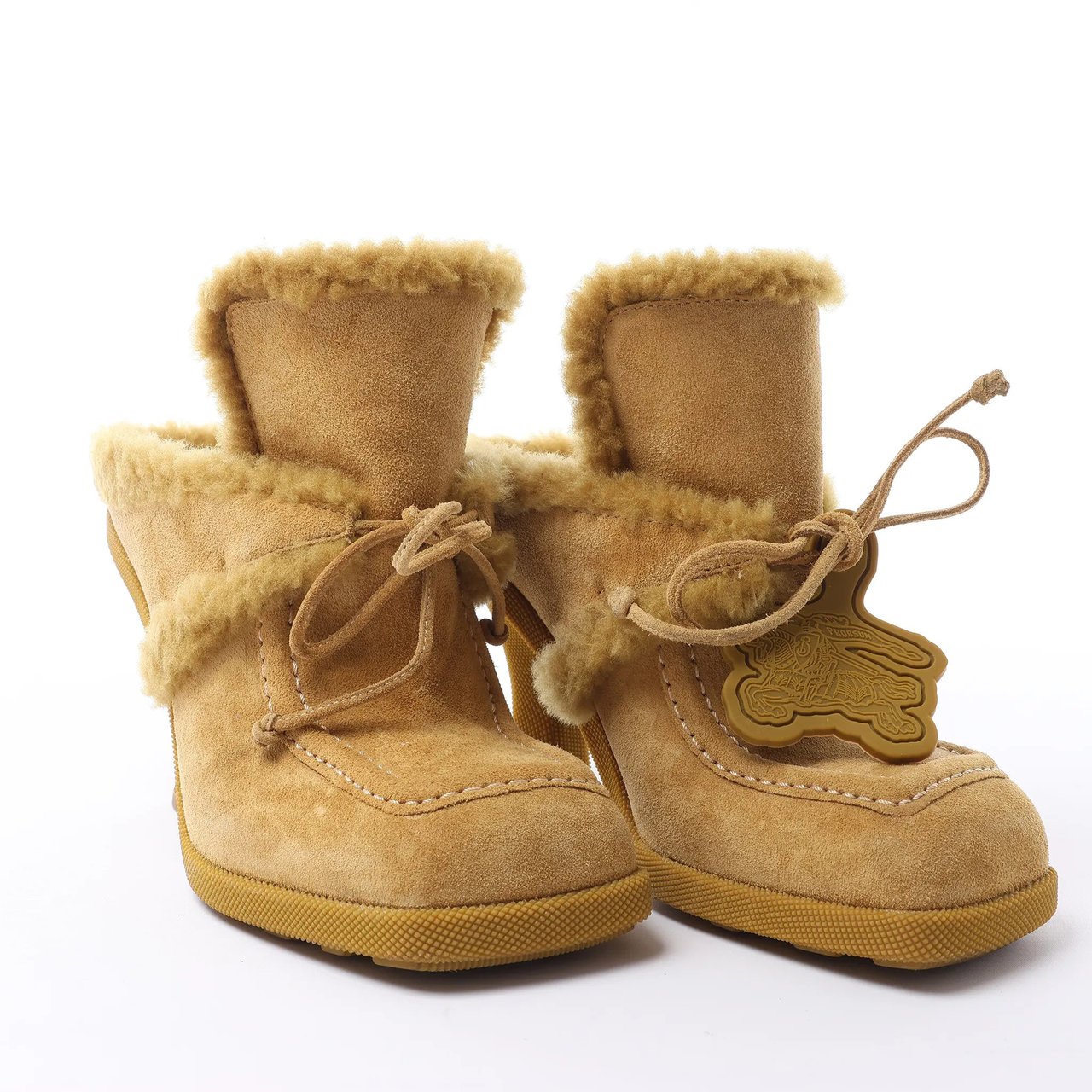 Burberry Highland Suede x Sheepskin Mule in Beige, Size EU 37 Beige