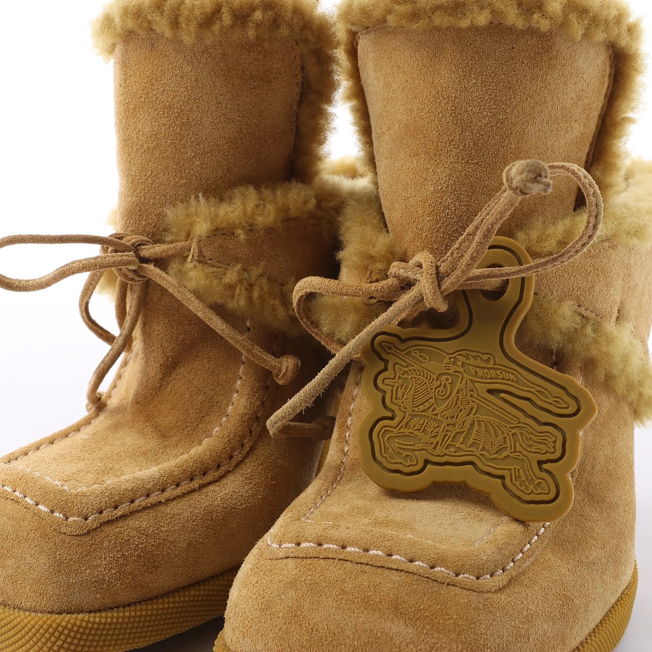 Burberry Highland Suede x Sheepskin Mule in Beige, Size EU 37 Beige