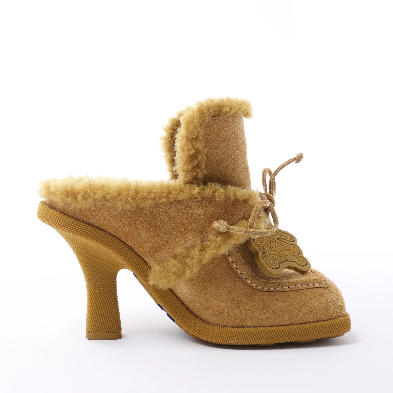 Burberry Highland Suede x Sheepskin Mule in Beige, Size EU 37 Beige