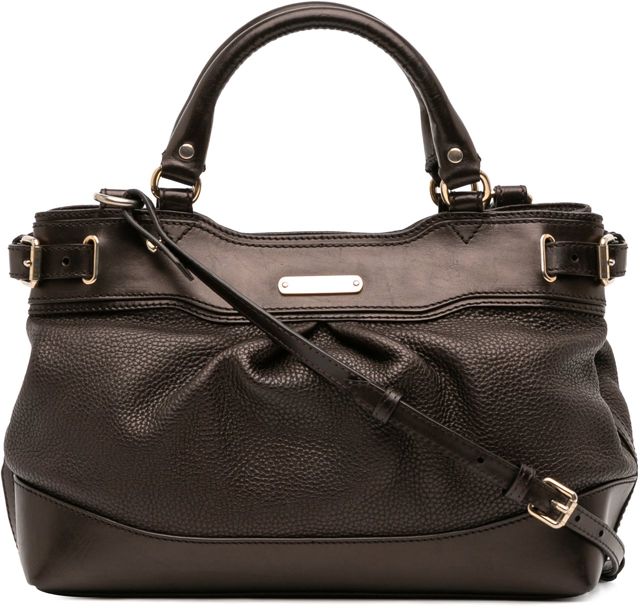 Burberry Calfskin Bridle Hepburn Satchel Bruin