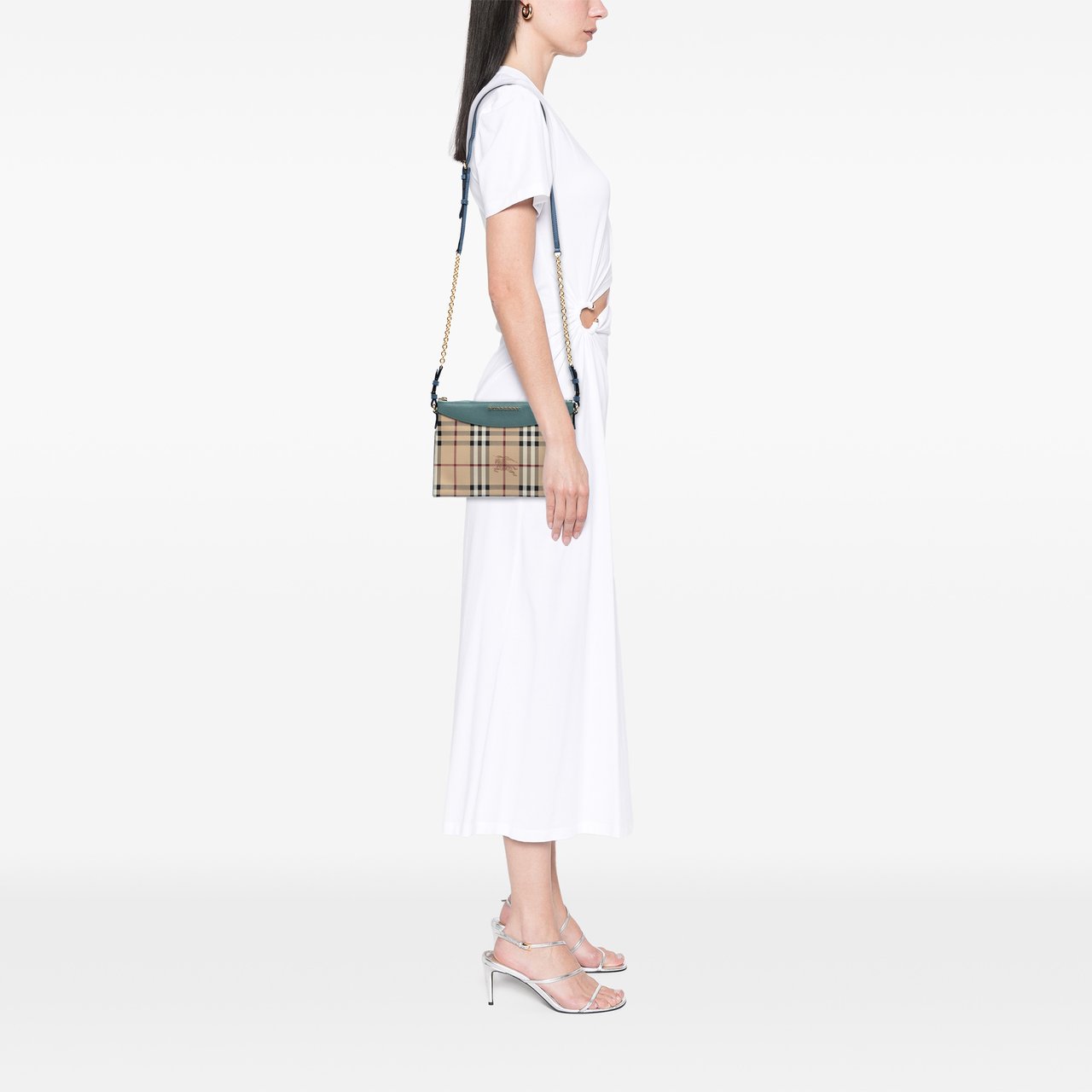 Burberry Haymarket Check Canvas Peyton Crossbody Bruin