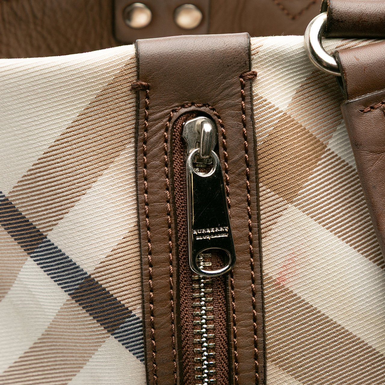 Burberry Supernova Check Canvas Tote Bruin