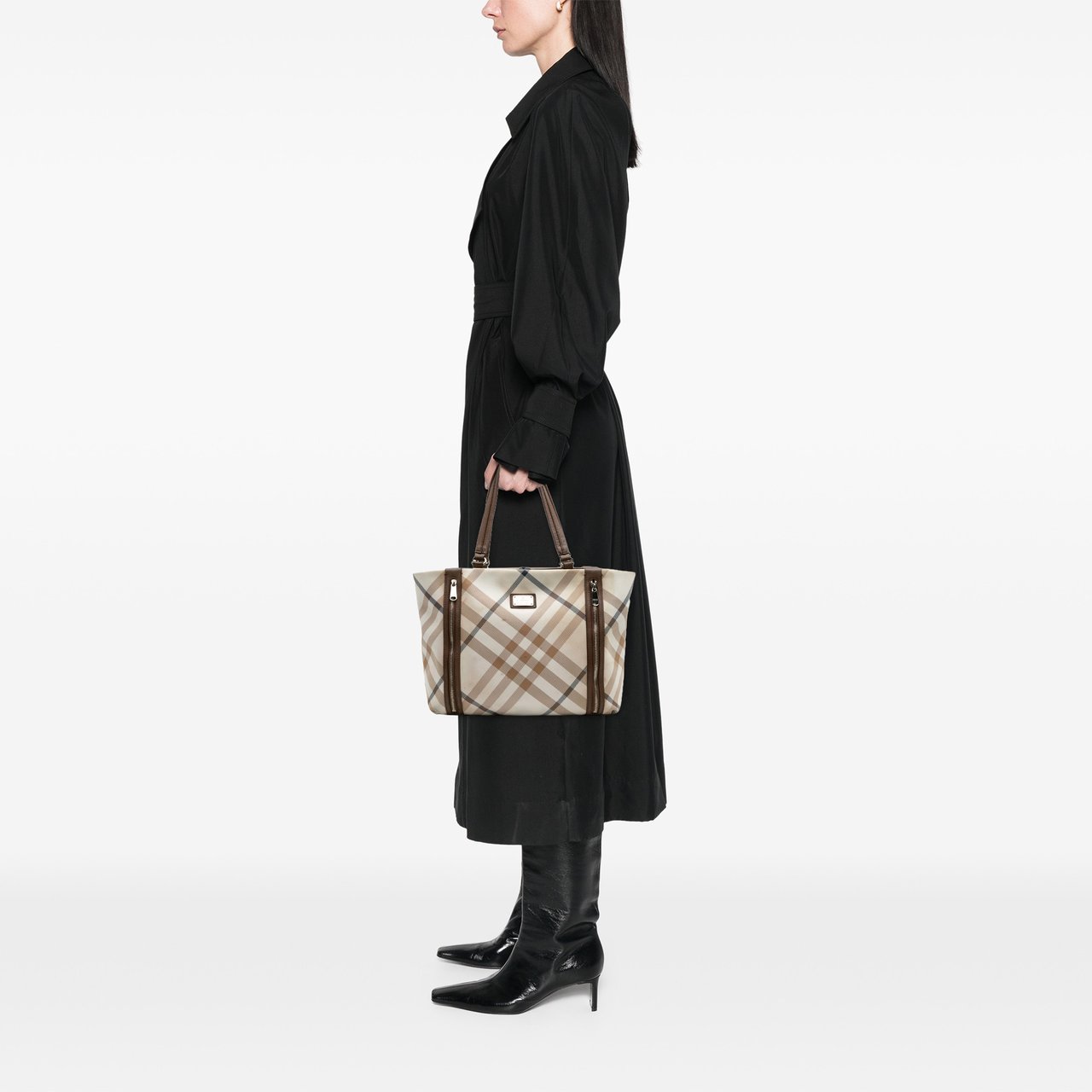 Burberry Supernova Check Canvas Tote Bruin