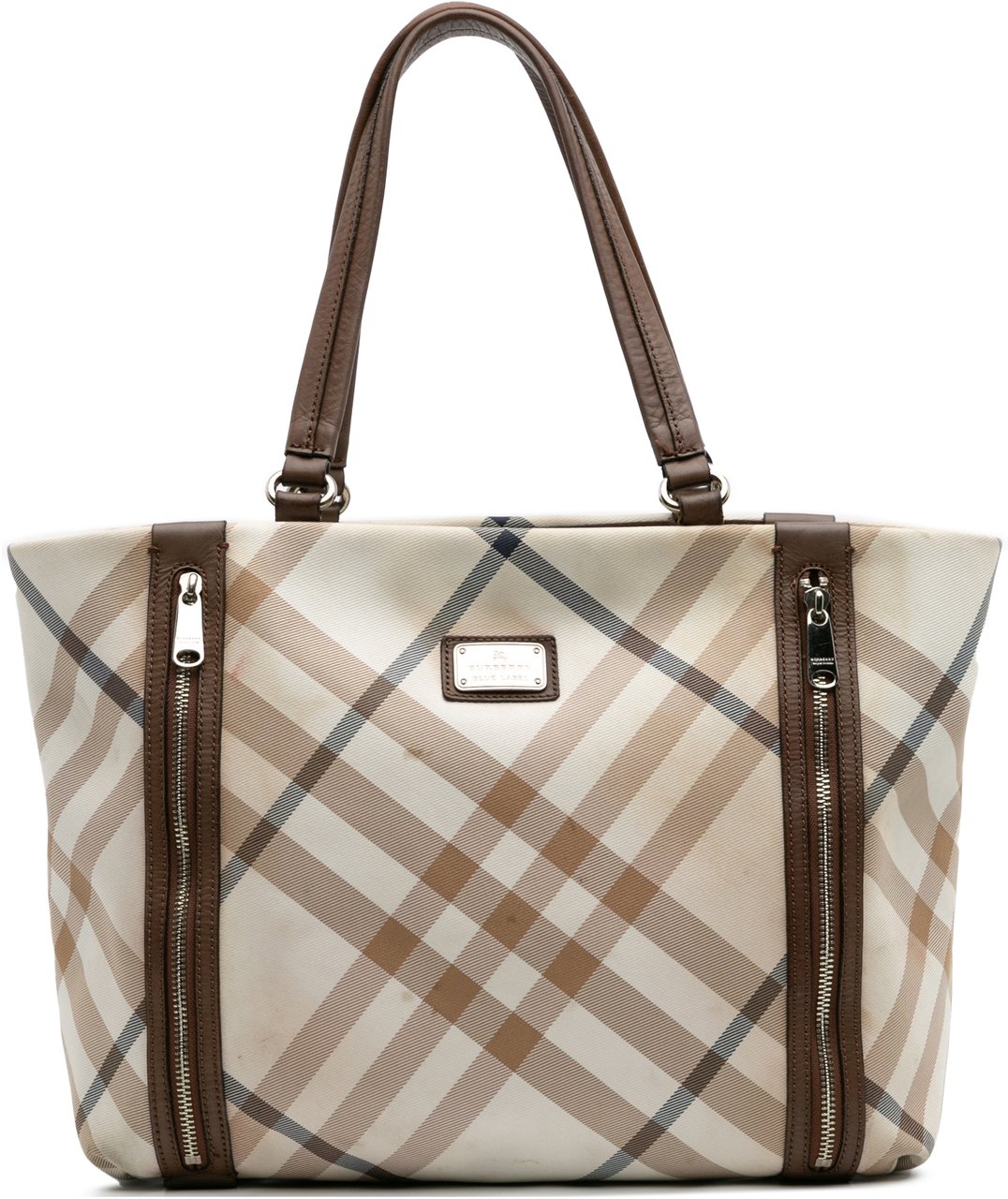 Burberry Supernova Check Canvas Tote Bruin
