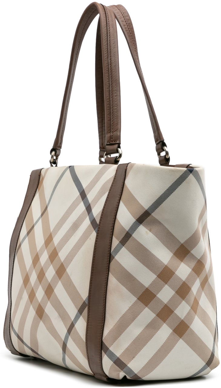 Burberry Supernova Check Canvas Tote Bruin