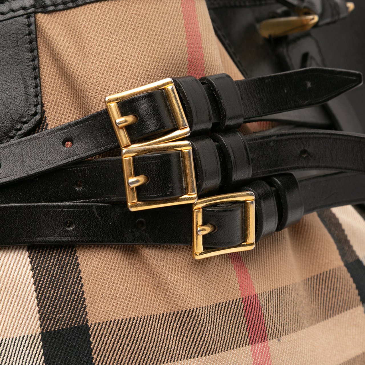 Burberry Medium House Check Canvas and Leather Bridle Lynher Tote Bruin