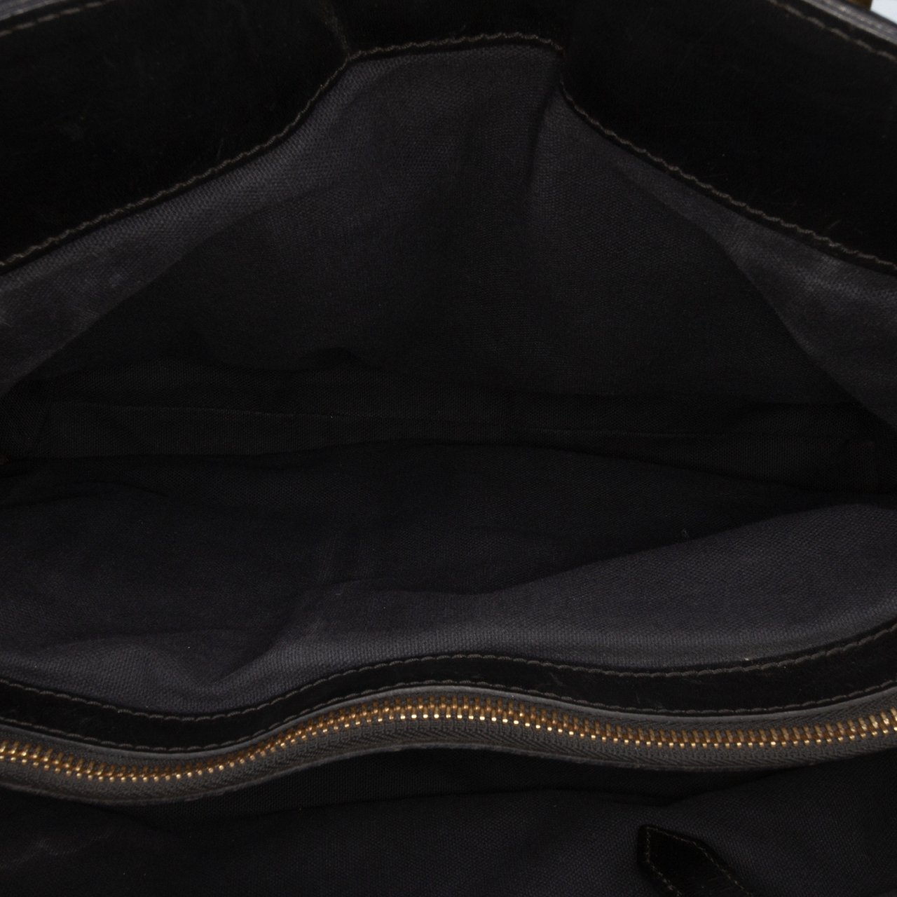 Burberry Medium House Check Canvas and Leather Bridle Lynher Tote Bruin
