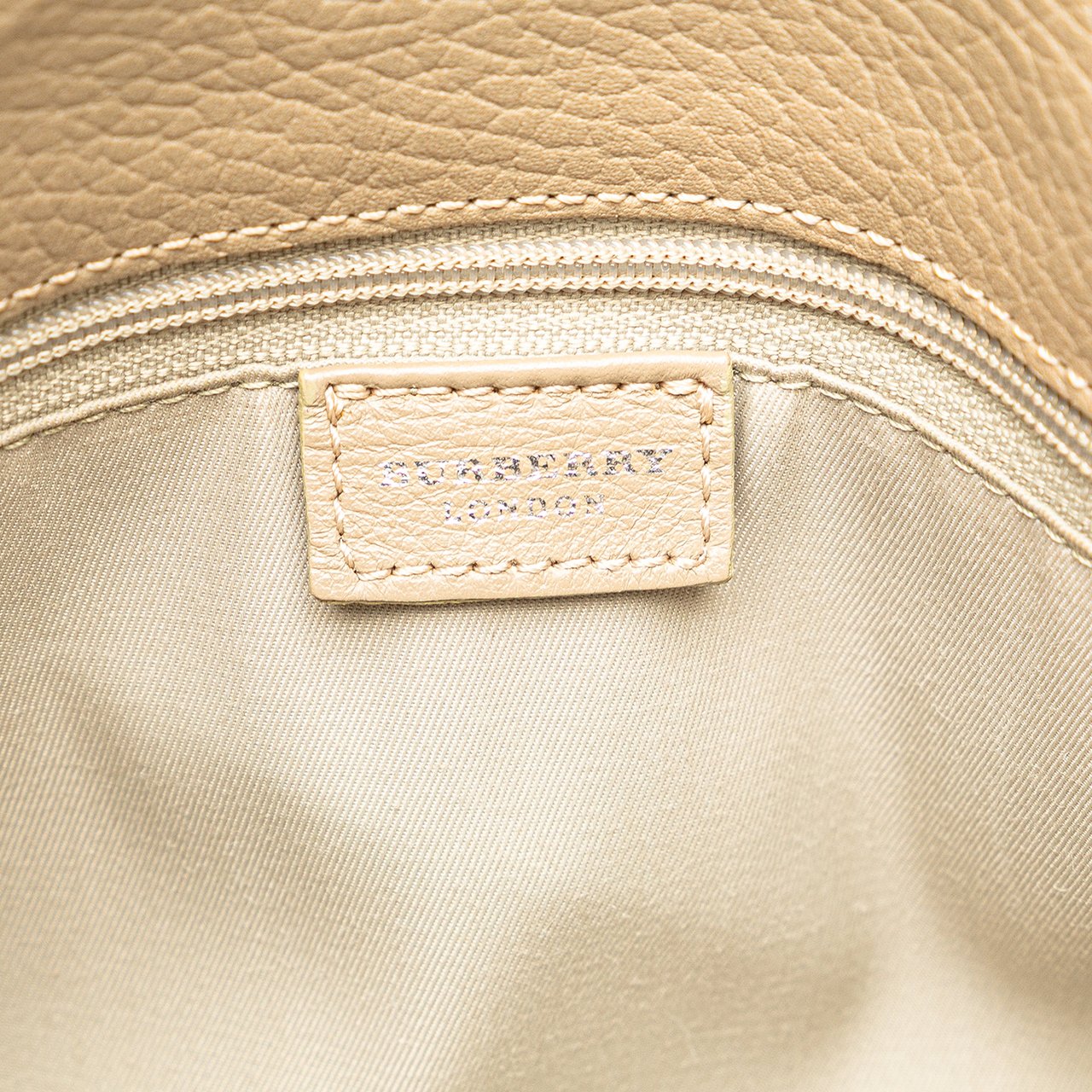 Burberry House Check Trimmed Grainy Calfskin Horn Toggle Tote Bruin