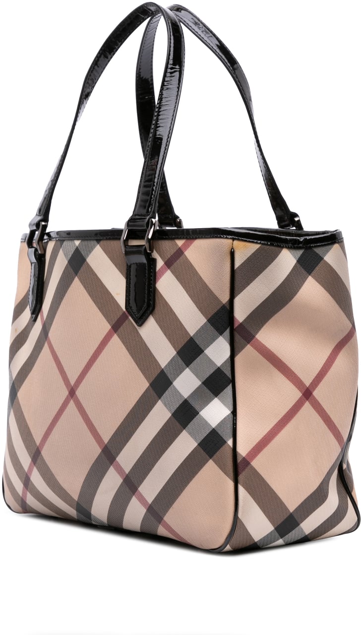Burberry Supernova Check Coated Canvas Tote Bruin