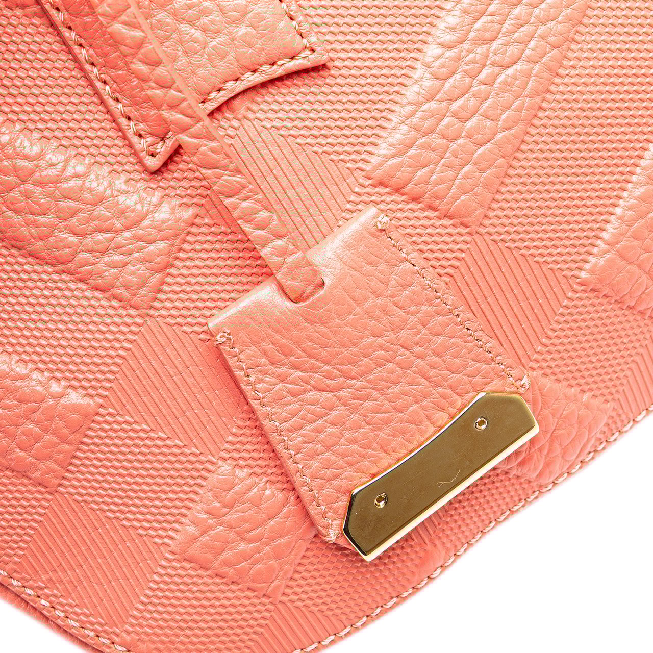 Burberry Small Heritage Grain Check Embossed Orchard Bowling Bag Roze