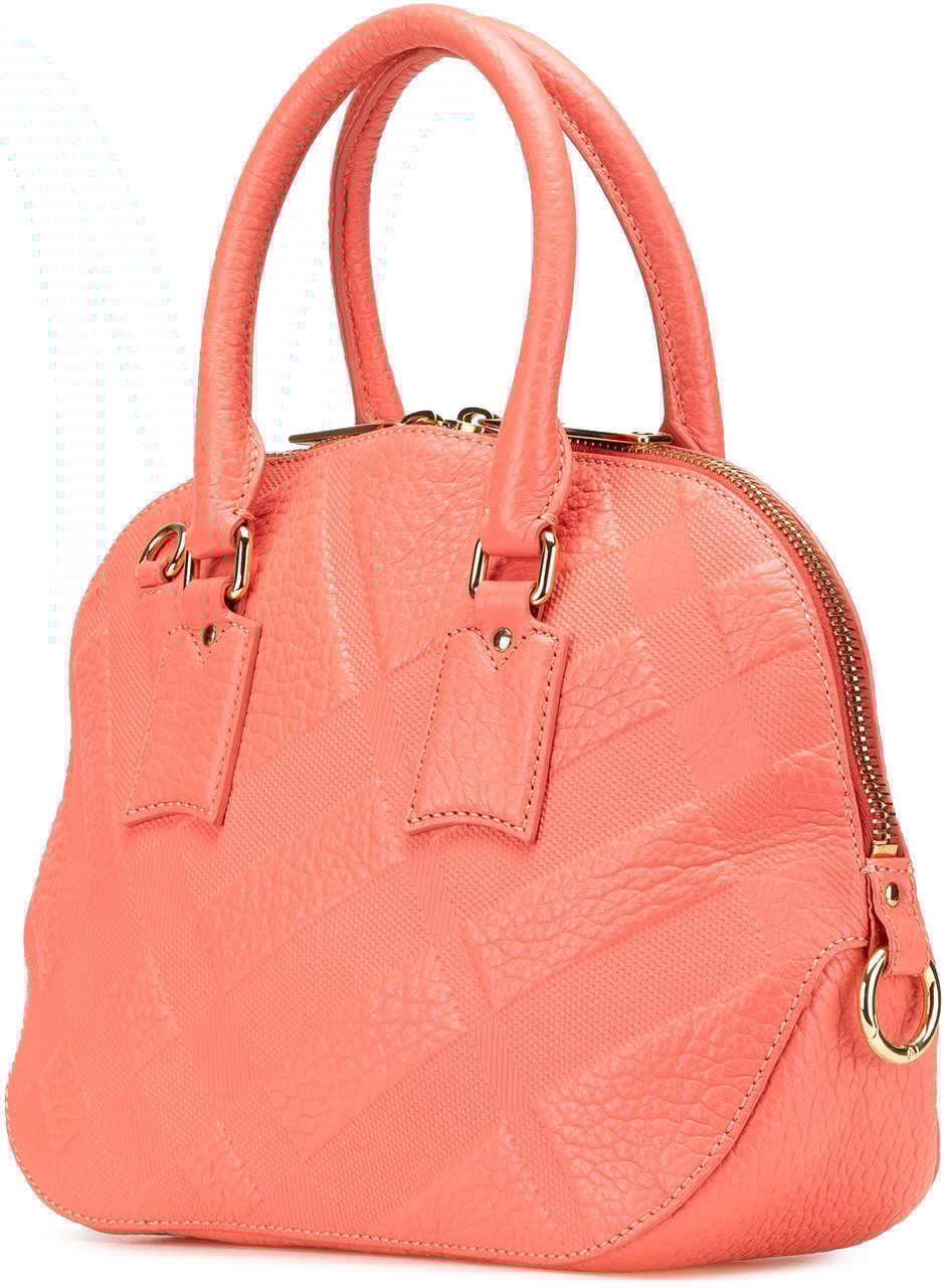 Burberry Small Heritage Grain Check Embossed Orchard Bowling Bag Roze