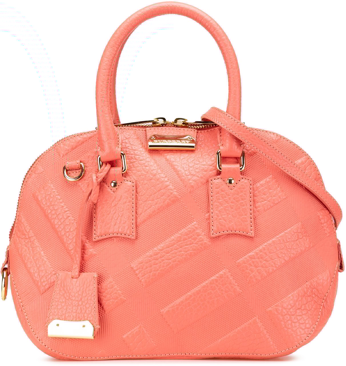 Burberry Small Heritage Grain Check Embossed Orchard Bowling Bag Roze