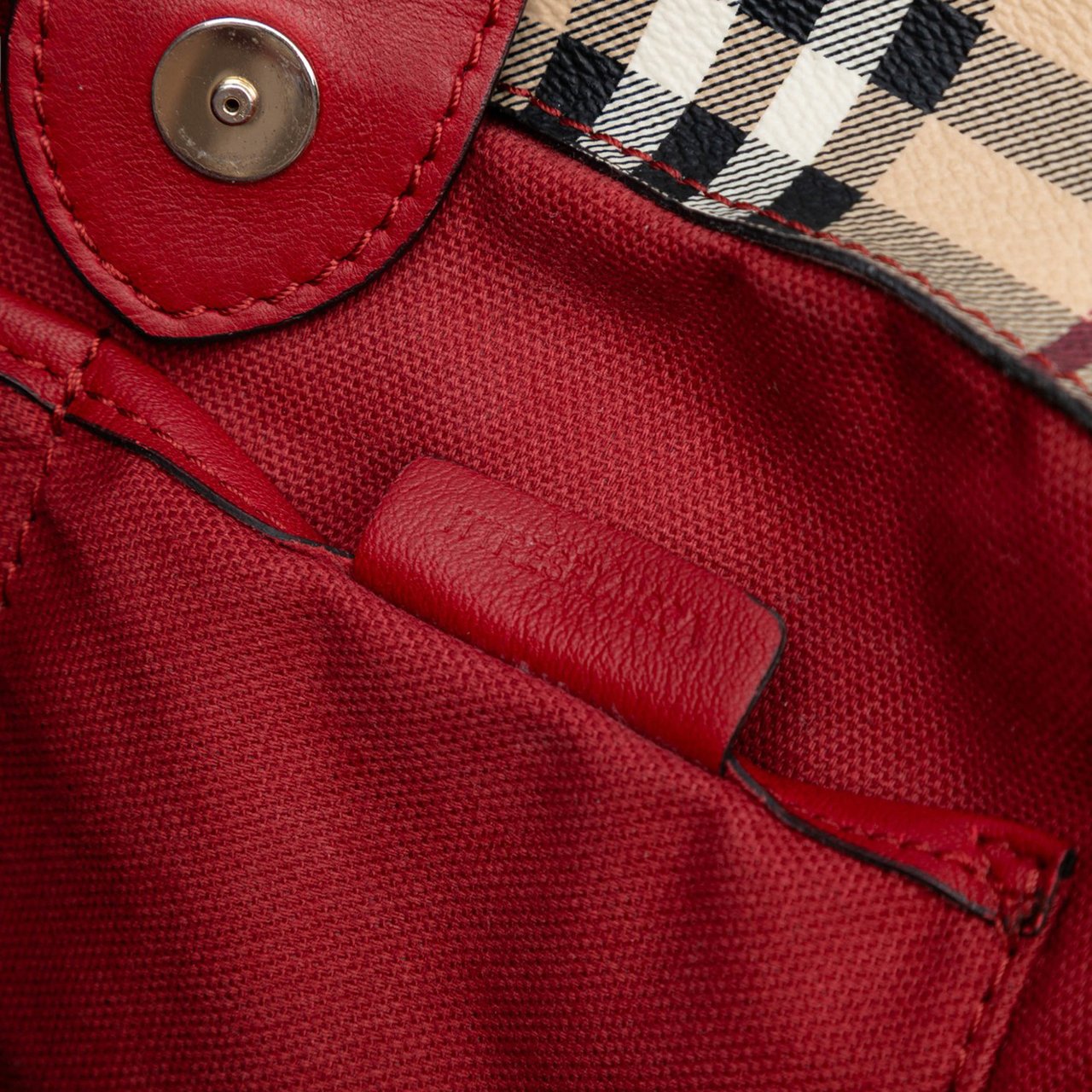 Burberry Small Leather Trimmed Haymarket Check Coated Canvas Canterbury Tote Bruin