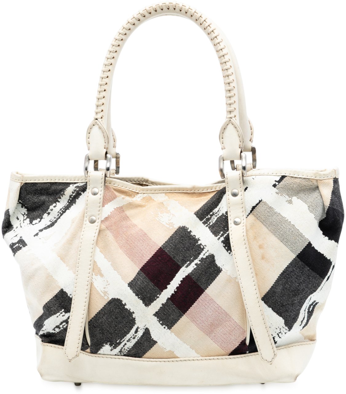 Burberry Supernova Check Painted Canvas Tote Bruin