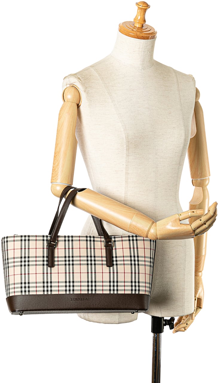 Burberry House Check Canvas Handbag Bruin