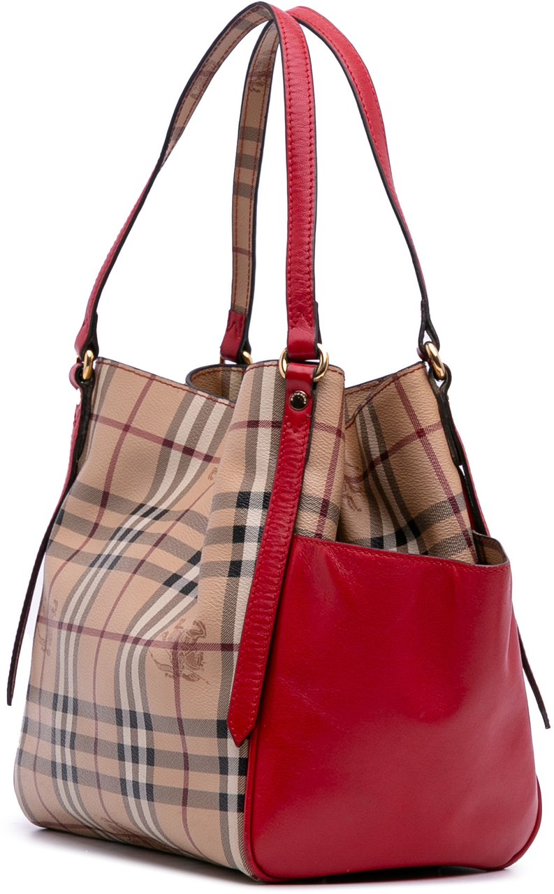 Burberry Small Haymarket Check Coated Canvas Canterbury Tote Bruin