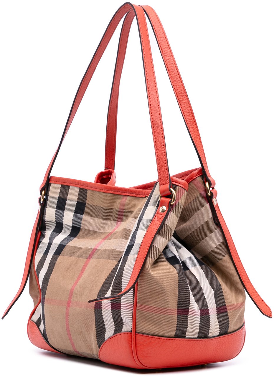 Burberry Small House Check Canvas Canterbury Tote Bruin
