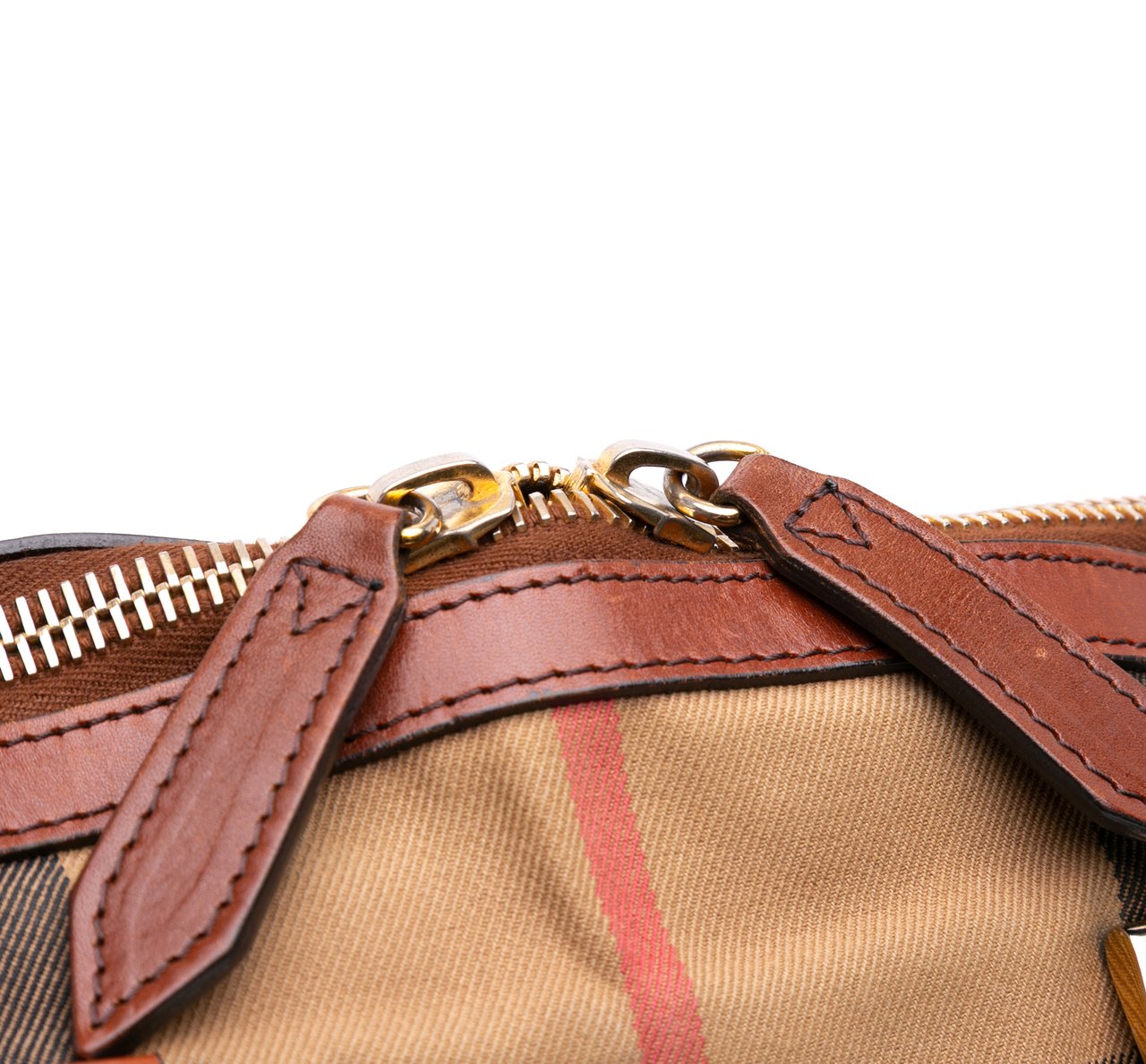 Burberry Small Leather Trimmed House Check Canvas Bridle Orchard Satchel Bruin