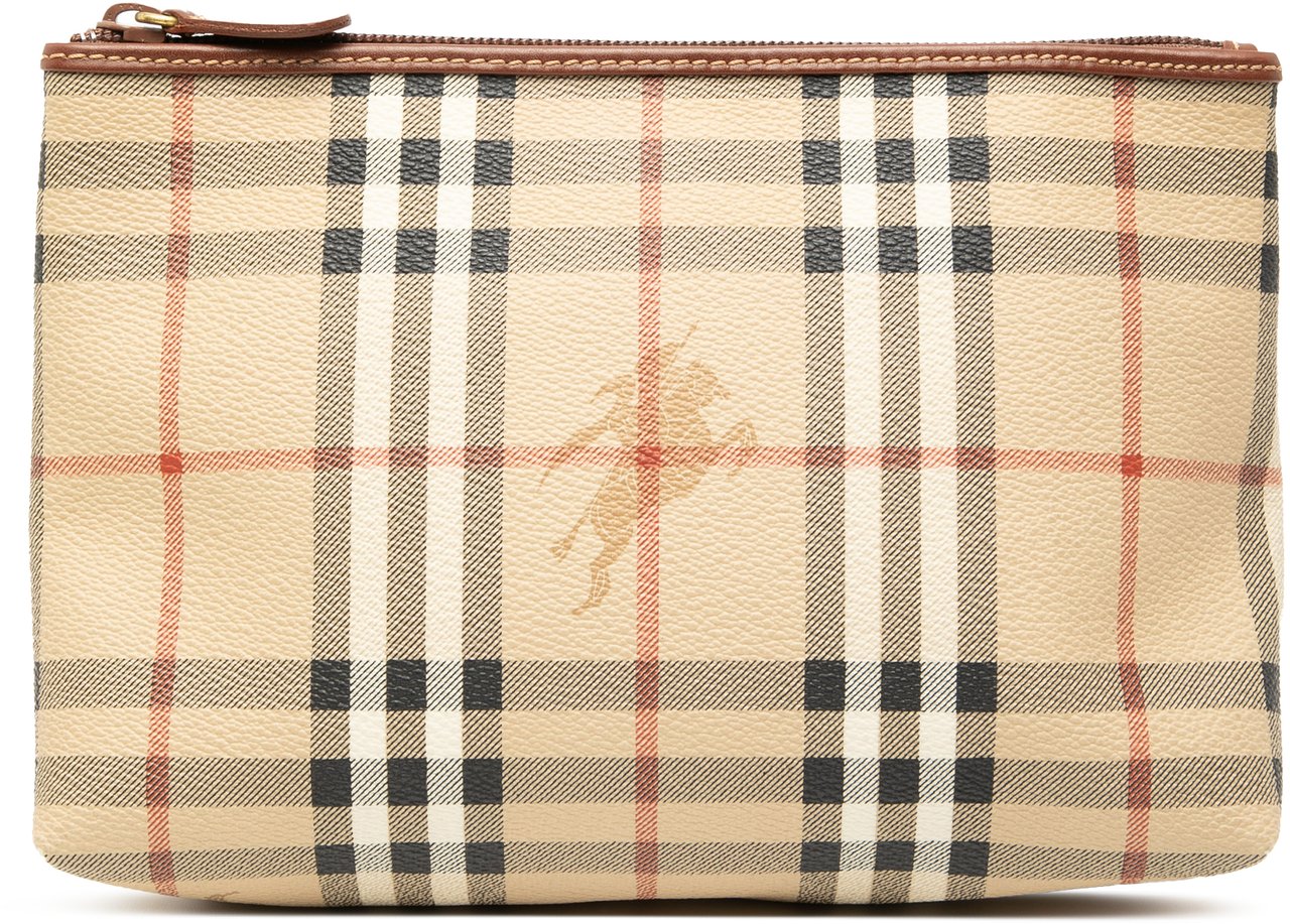 Burberry Haymarket Check Coated Canvas Pouch Bruin