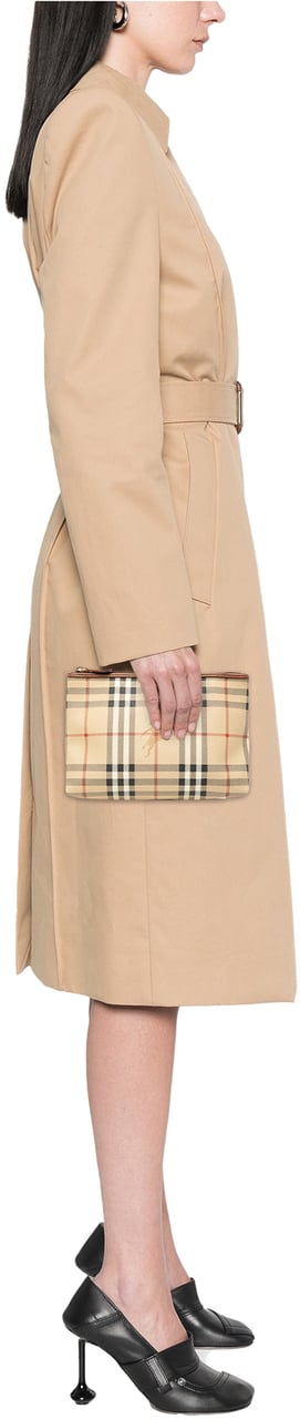 Burberry Haymarket Check Coated Canvas Pouch Bruin