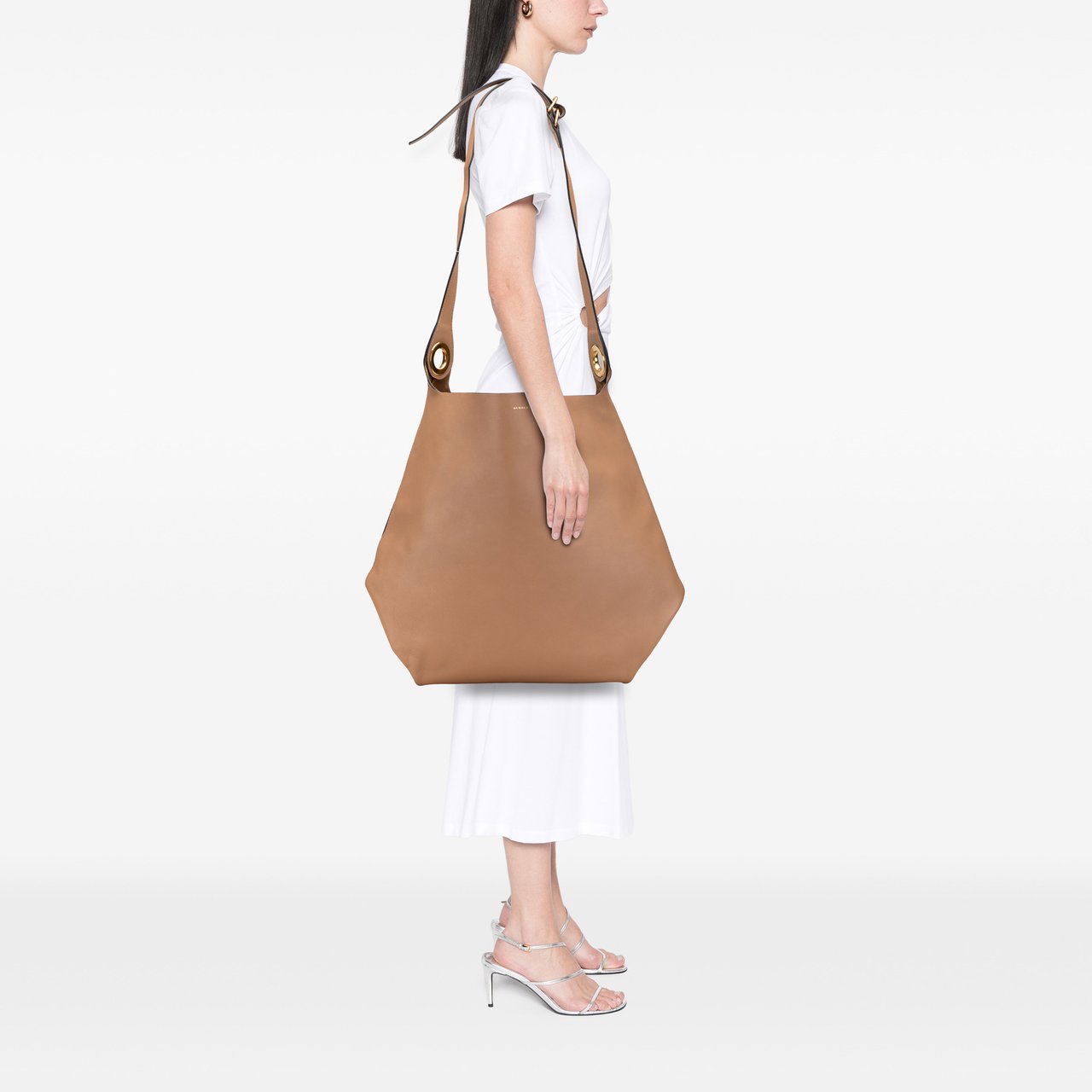 Burberry Bicolor Calfskin Grommet Hobo Bruin
