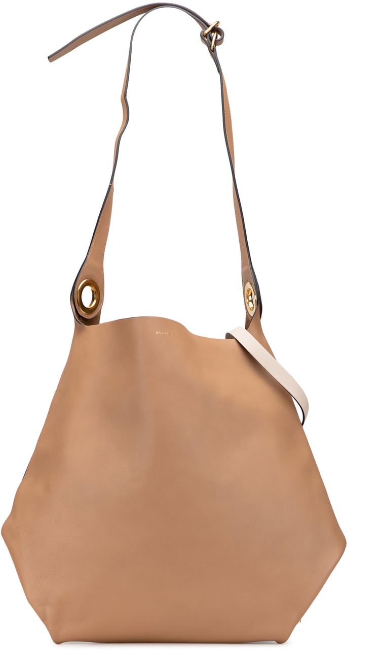 Burberry Bicolor Calfskin Grommet Hobo Bruin