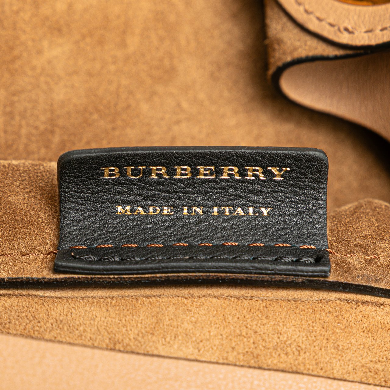 Burberry Bicolor Calfskin Grommet Hobo Bruin