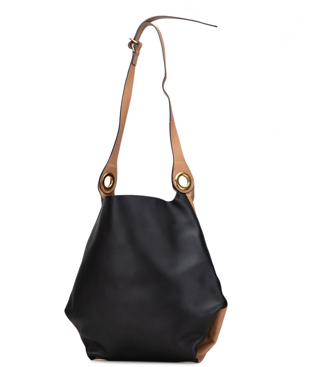 Burberry Bicolor Calfskin Grommet Hobo Bruin