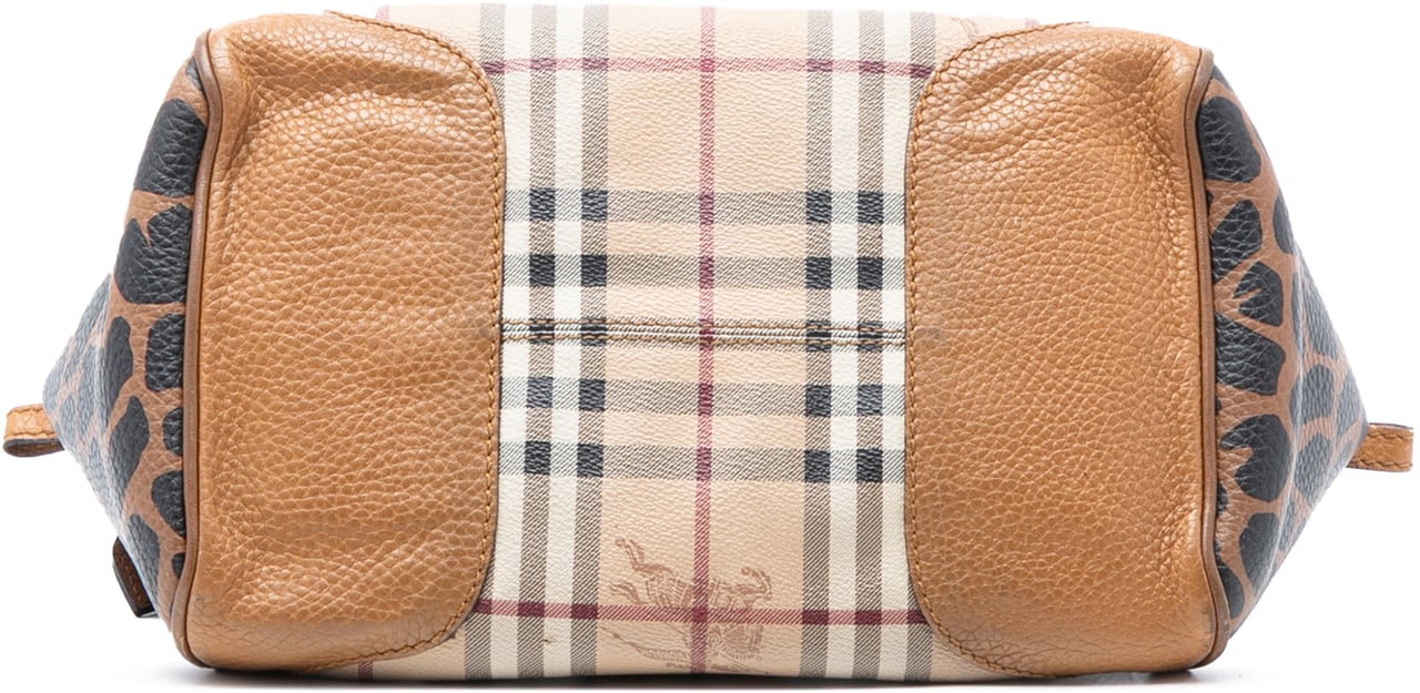 Burberry Small Haymarket Check Coated Canvas Animal Print Blaze Satchel Bruin