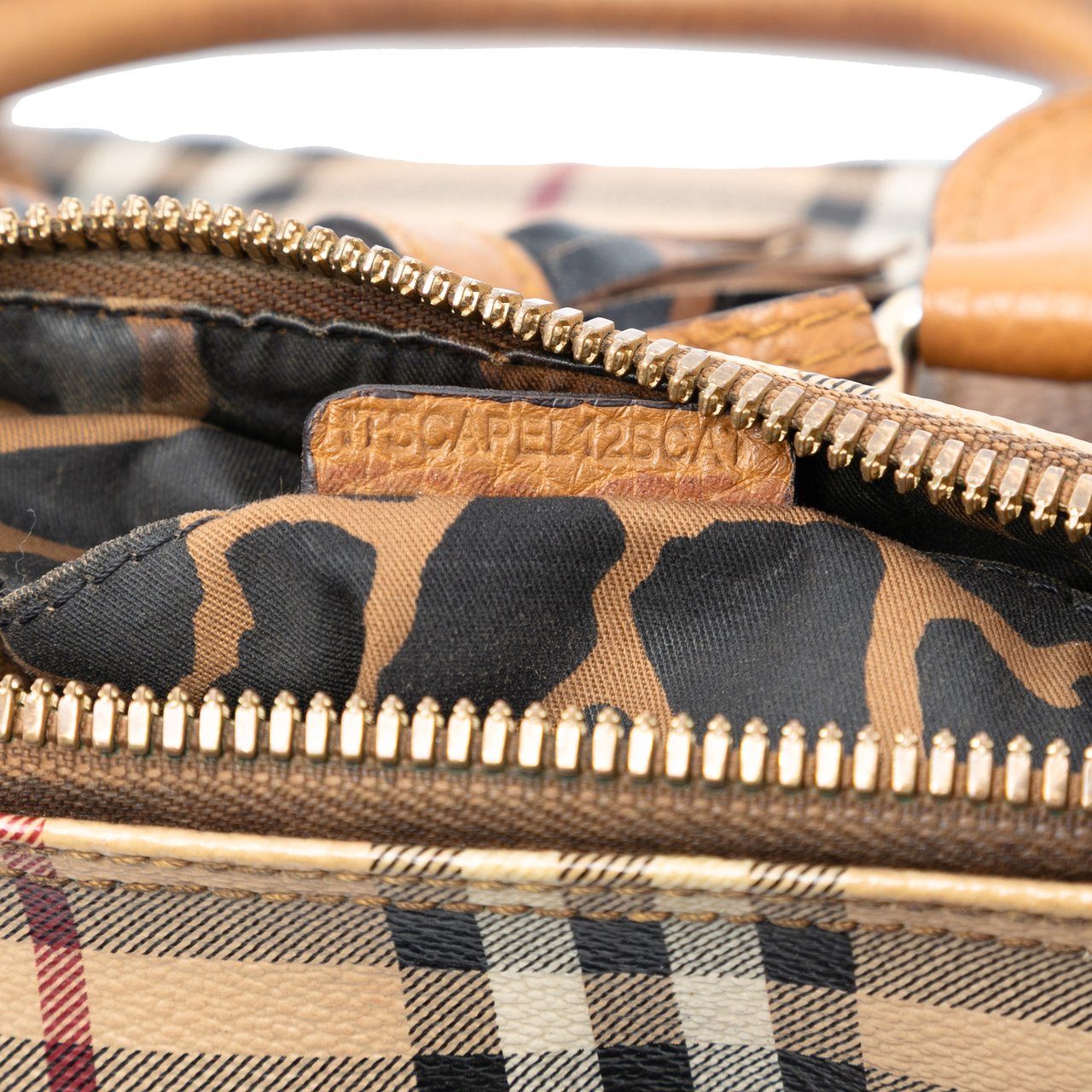 Burberry Small Haymarket Check Coated Canvas Animal Print Blaze Satchel Bruin