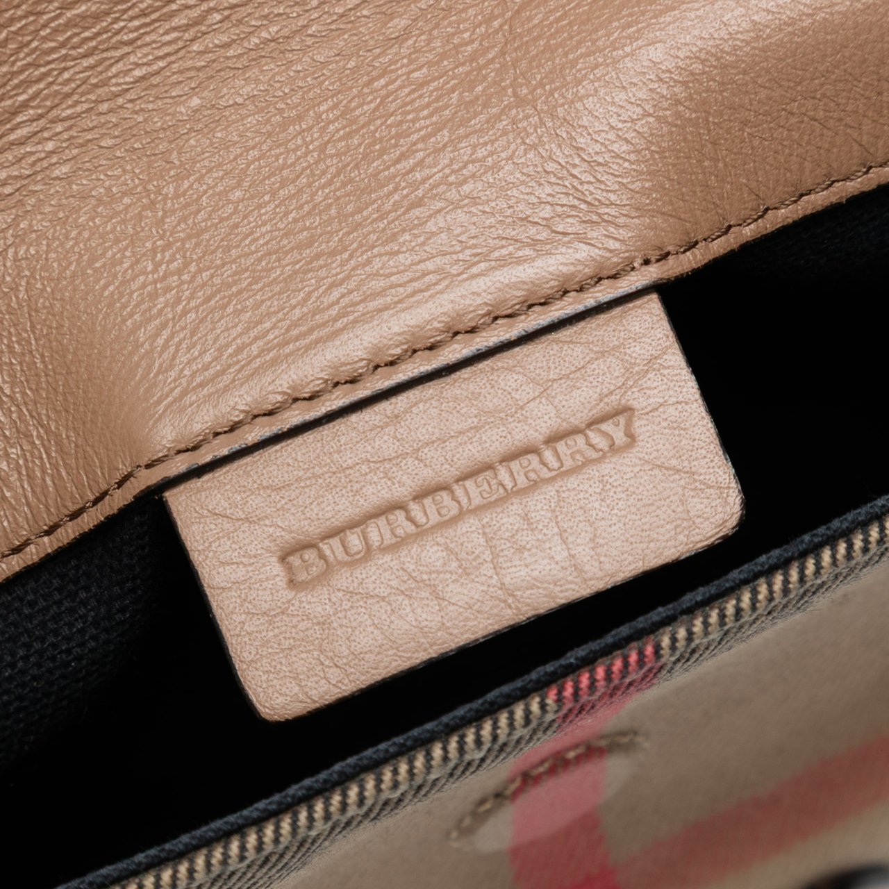 Burberry Small House Check Canvas and Leather Horseshoe Milton Crossbody Bruin