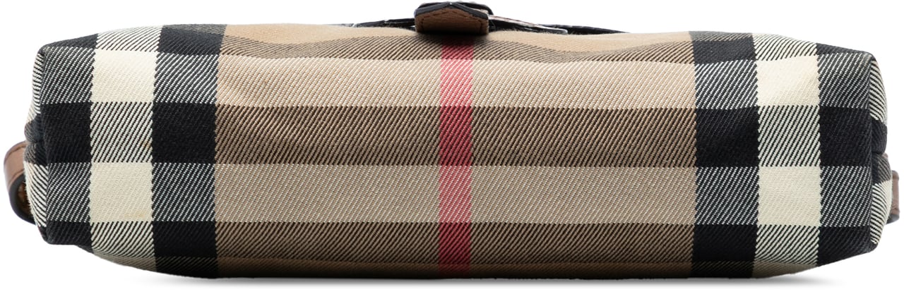 Burberry Small House Check Canvas and Leather Horseshoe Milton Crossbody Bruin