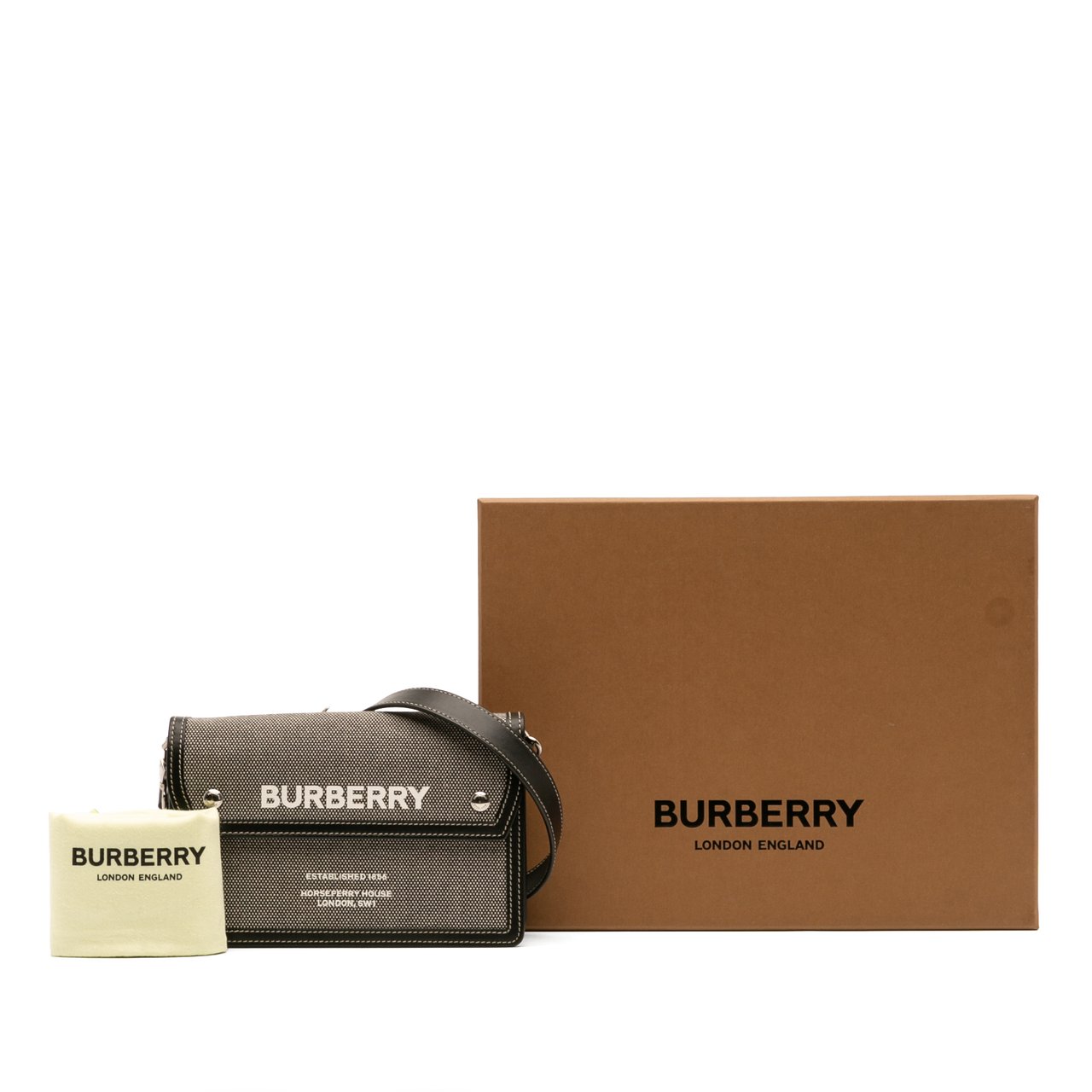 Burberry Canvas Horseferry Note Crossbody Grijs