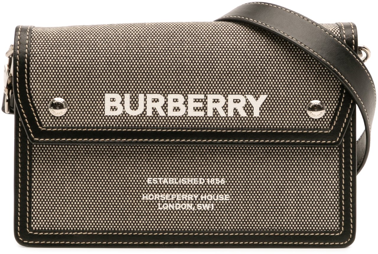 Burberry Canvas Horseferry Note Crossbody Grijs