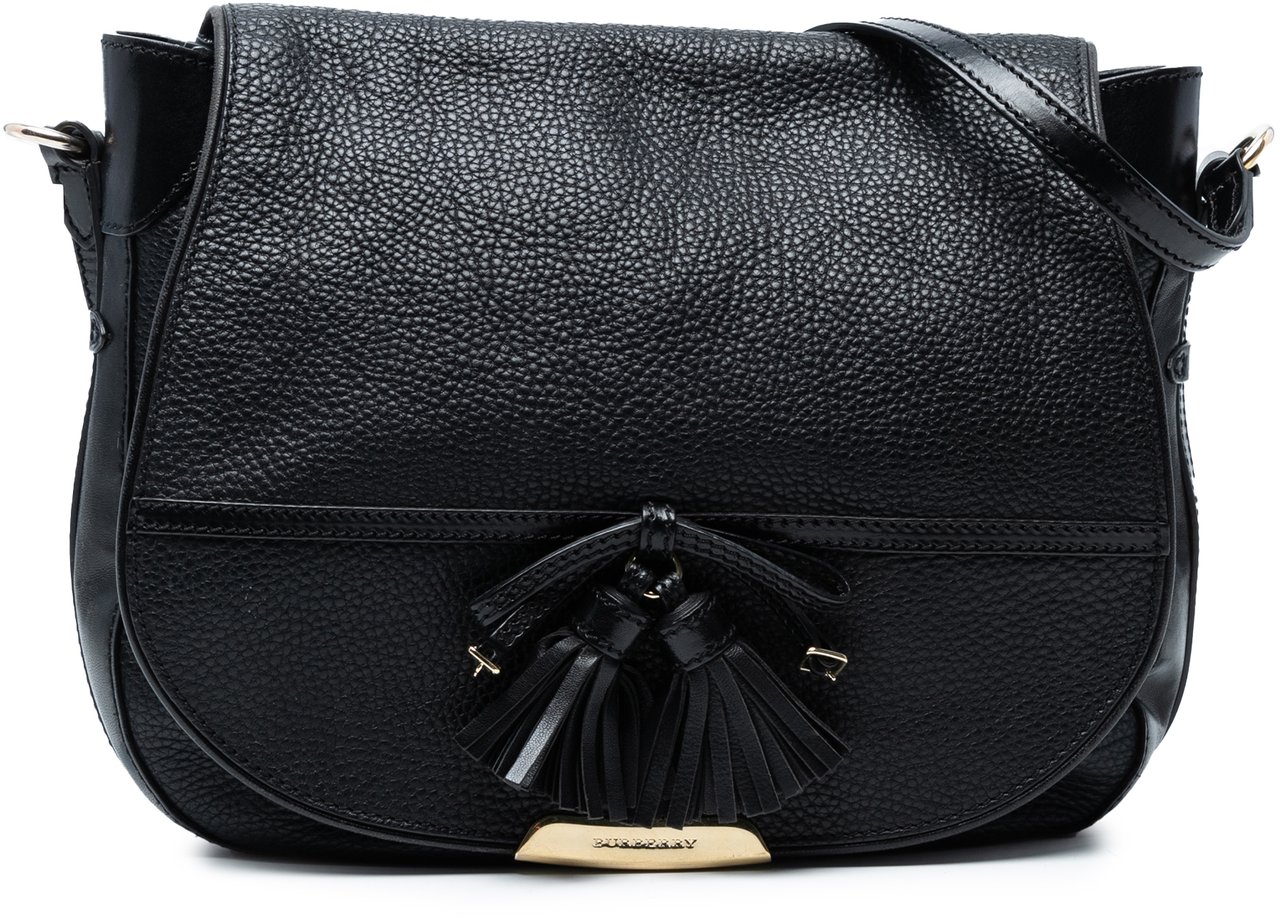 Burberry Medium Grained Leather Maydown Shoulder Bag Zwart