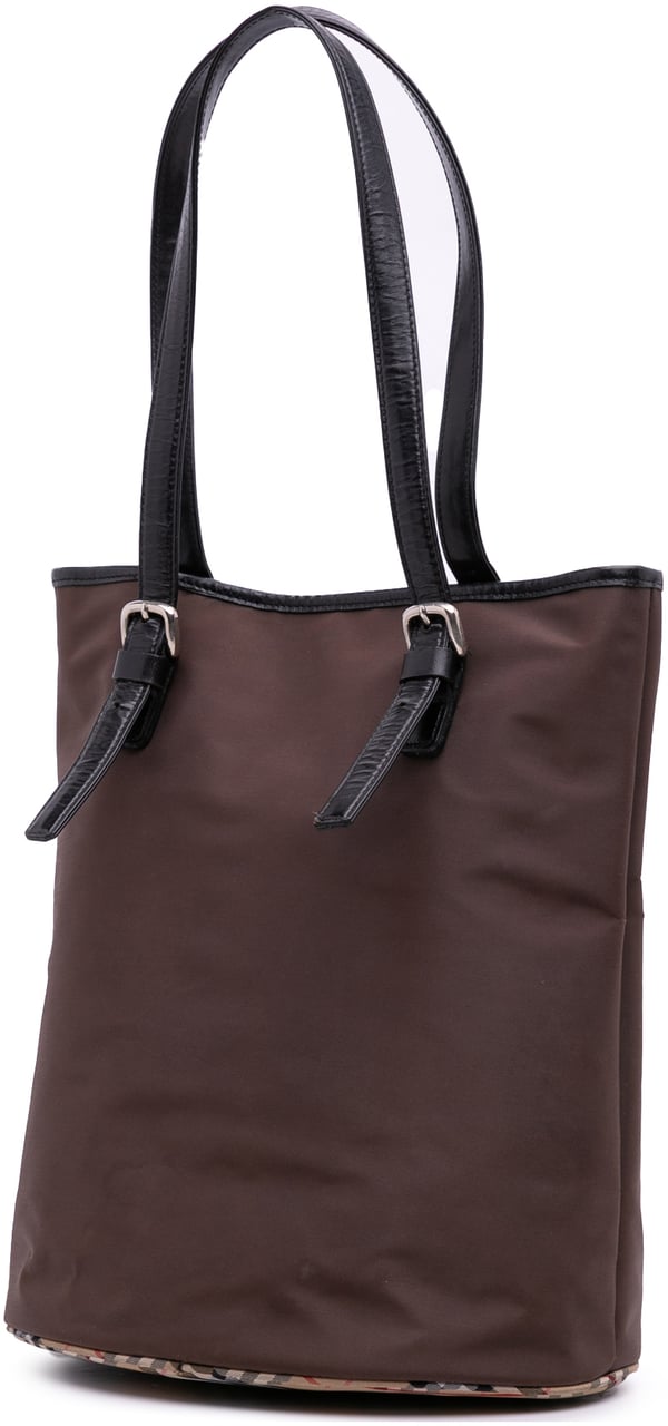 Burberry Nova Check Trimmed Nylon Tote Bruin