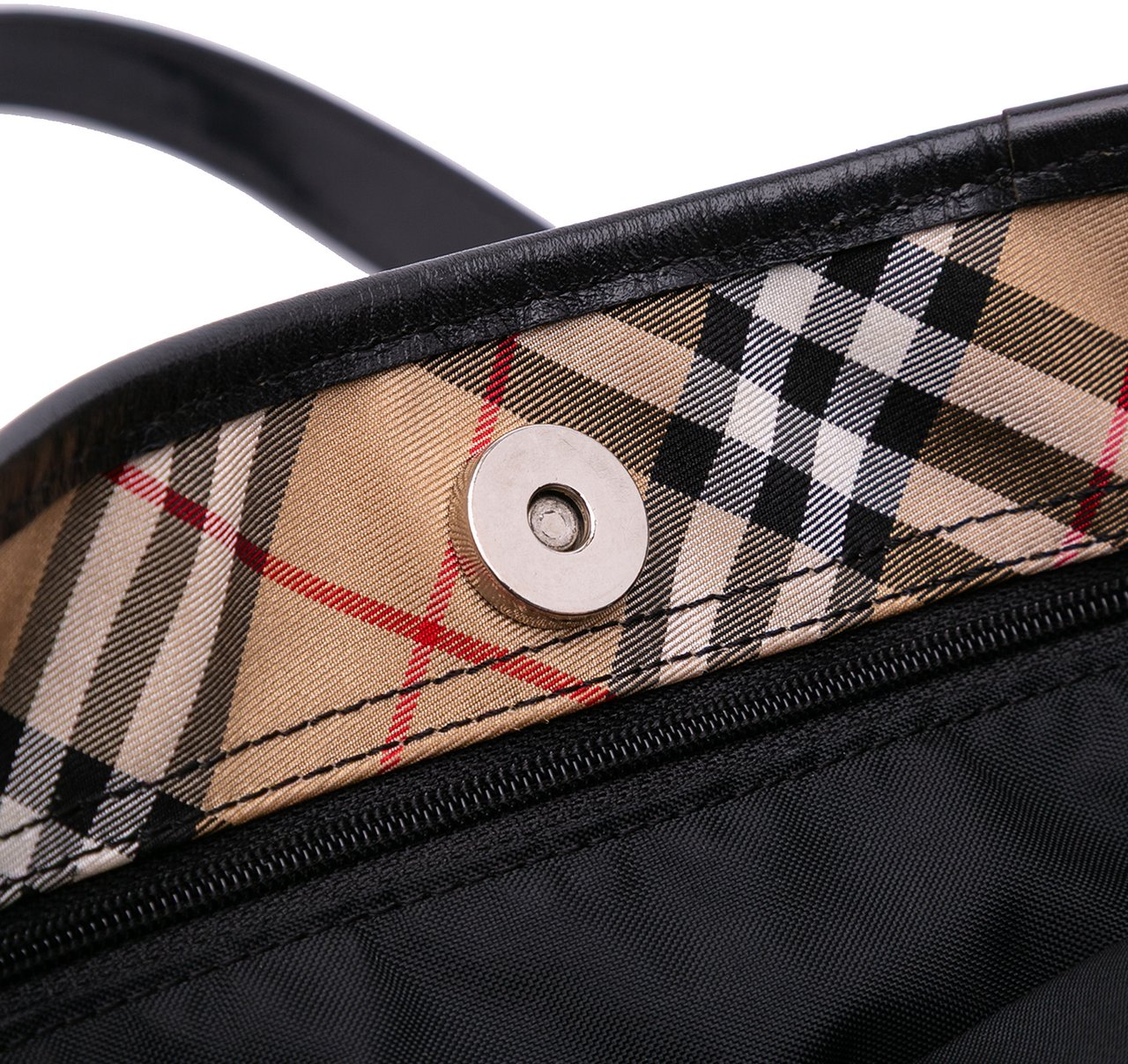 Burberry Nova Check Trimmed Nylon Tote Bruin