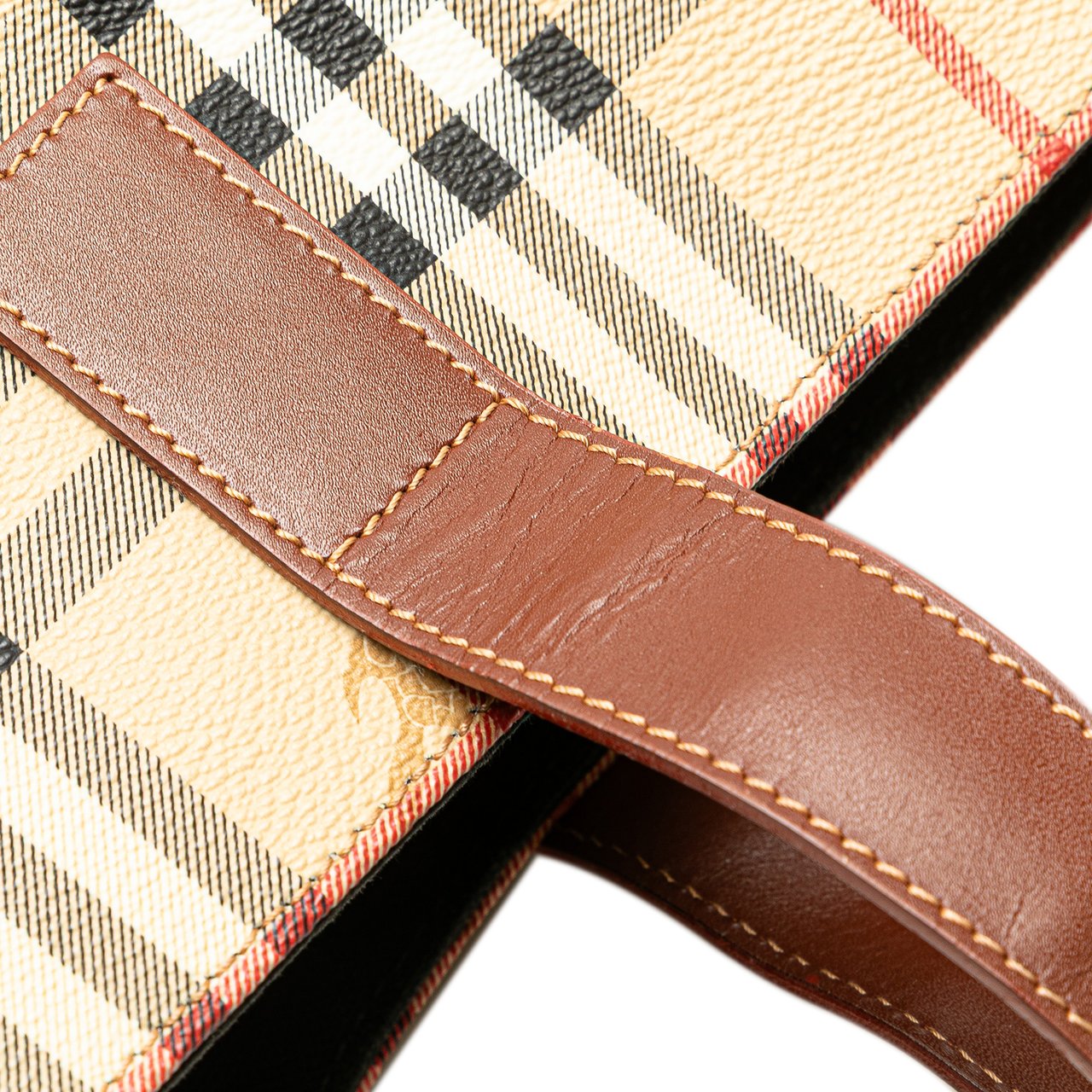 Burberry Haymarket Check Coated Canvas Tote Bruin