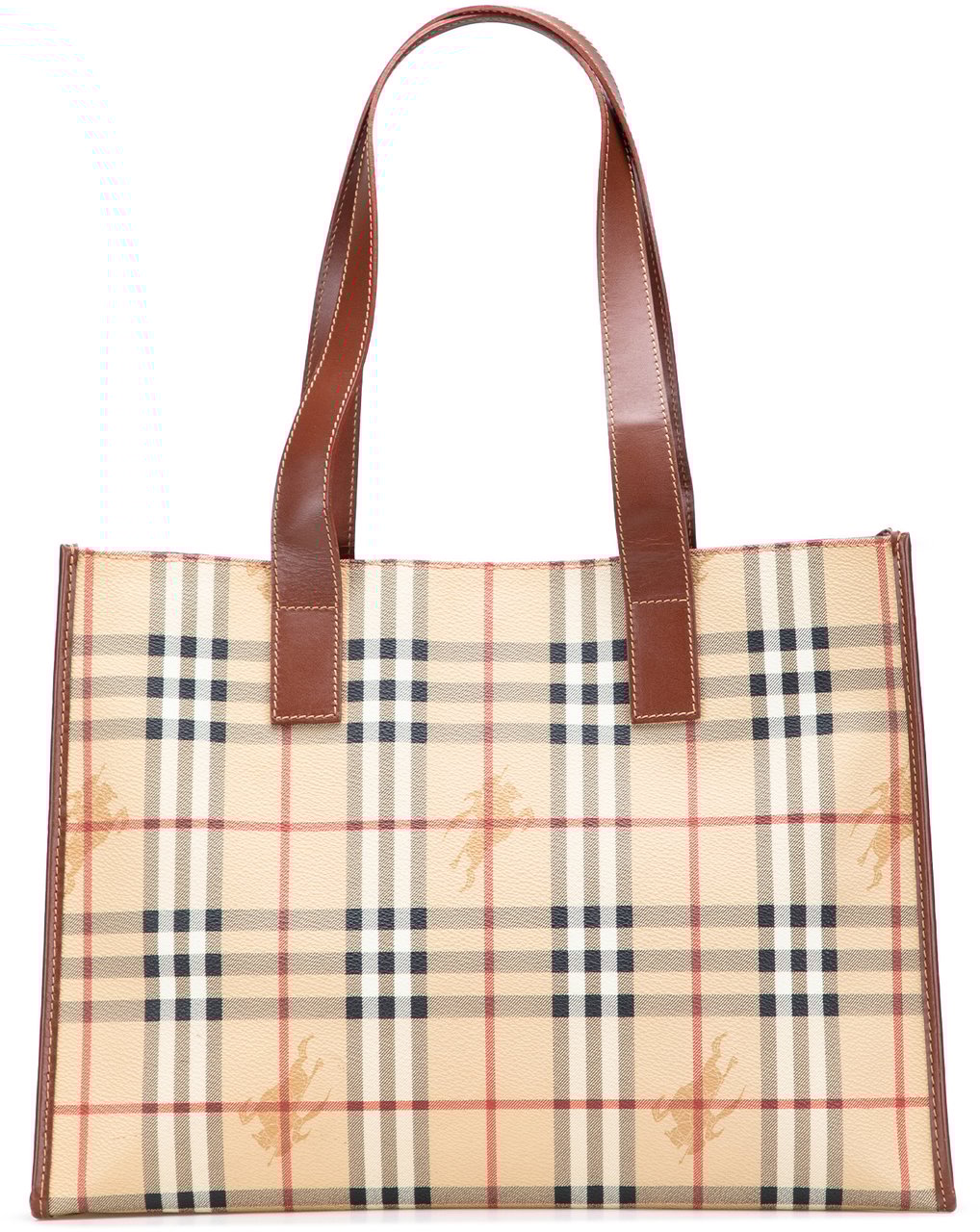 Burberry Haymarket Check Coated Canvas Tote Bruin