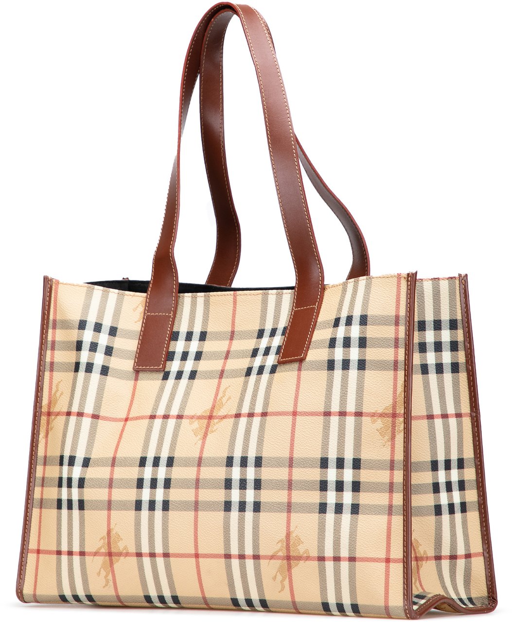 Burberry Haymarket Check Coated Canvas Tote Bruin