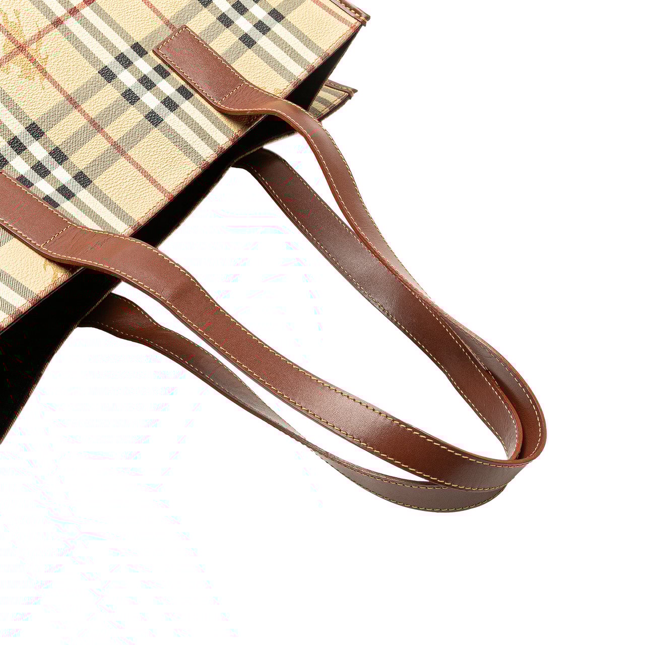 Burberry Haymarket Check Coated Canvas Tote Bruin