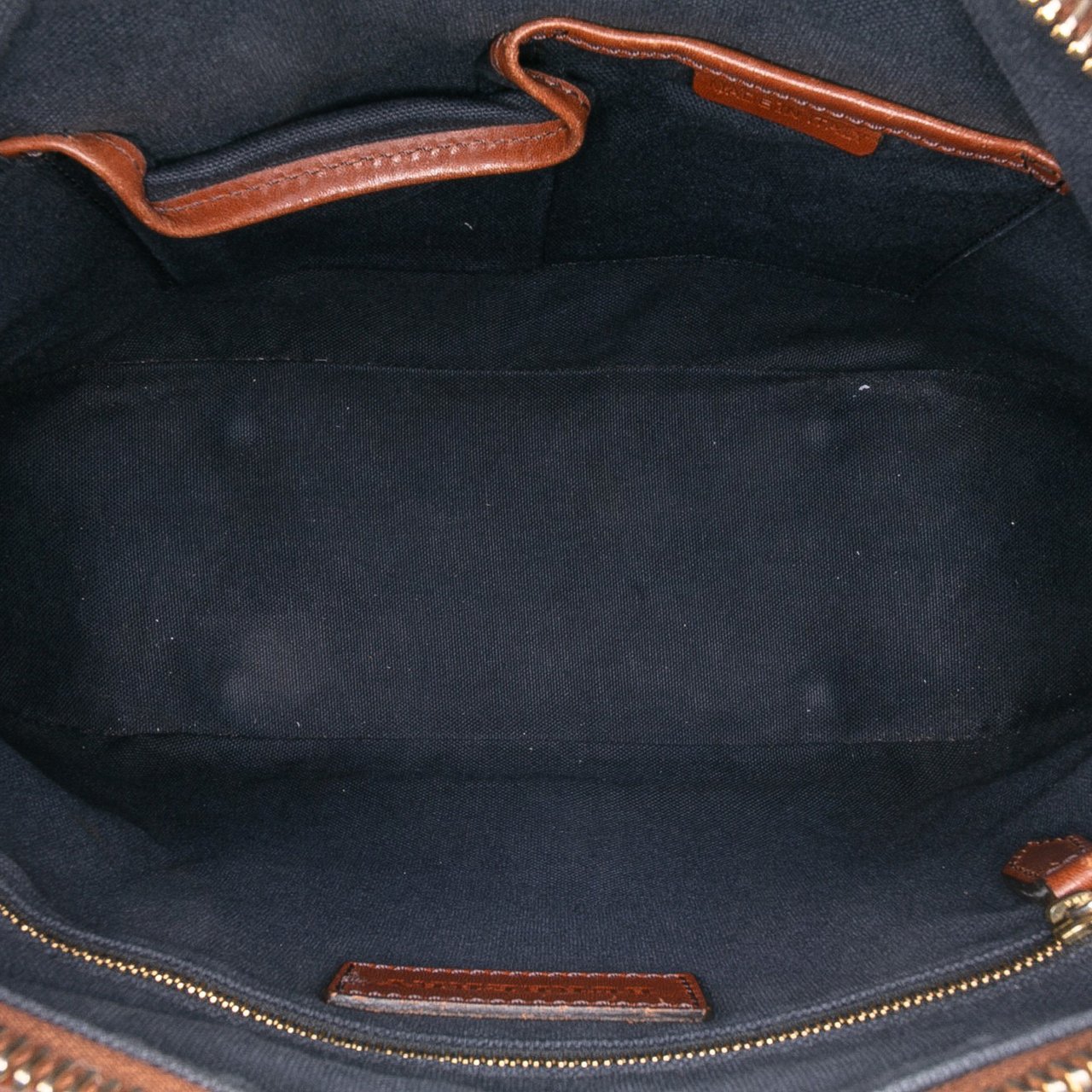 Burberry Small Leather Trimmed House Check Canvas Bridle Orchard Satchel Bruin