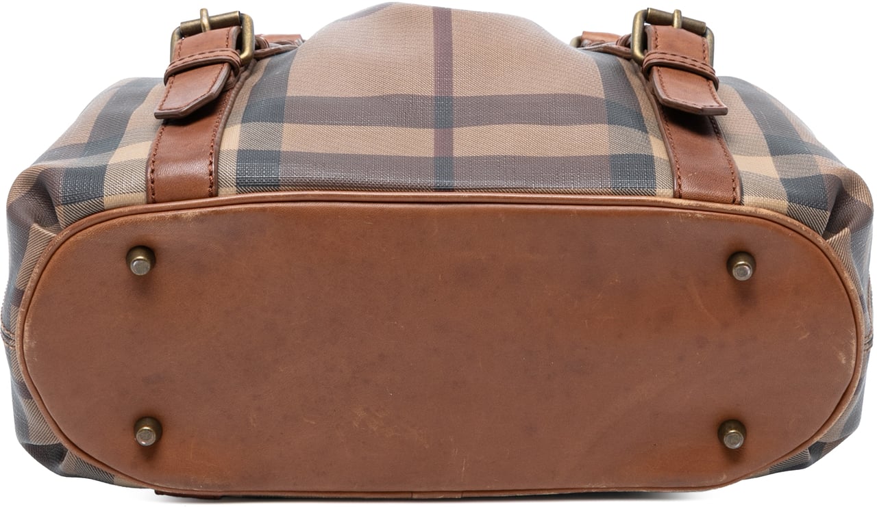 Burberry Smoke Check Coated Canvas Northfield Satchel Bruin