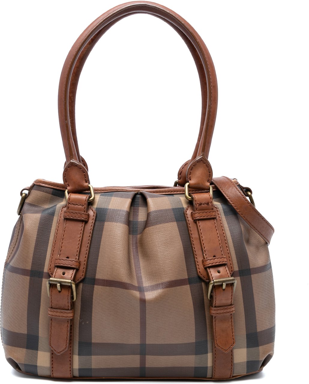 Burberry Smoke Check Coated Canvas Northfield Satchel Bruin