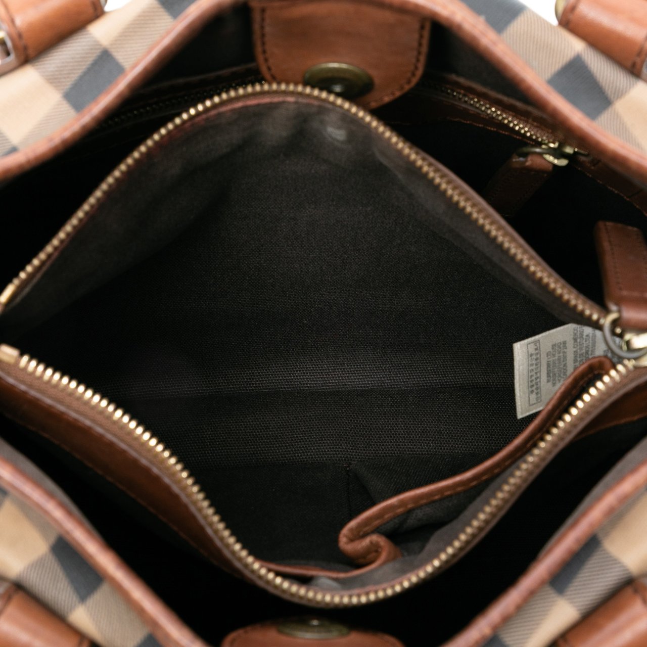 Burberry Smoke Check Coated Canvas Northfield Satchel Bruin