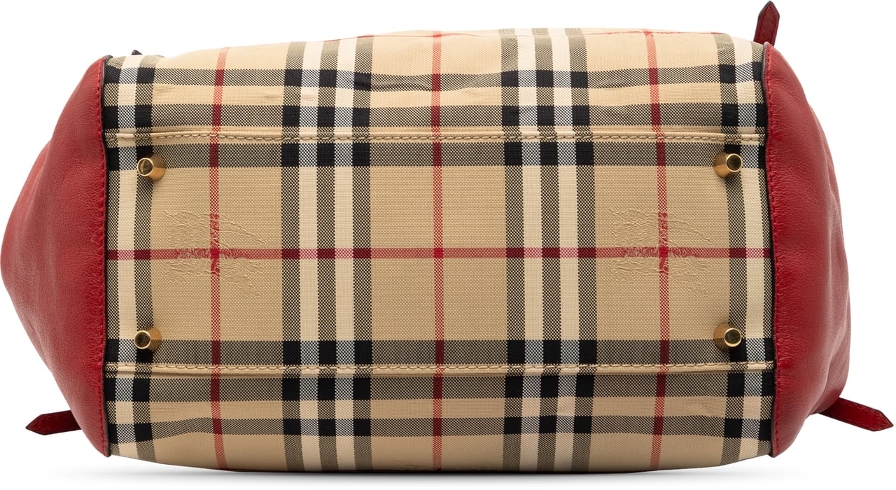 Burberry Small Haymarket Check Canvas and Leather Canterbury Tote Bruin